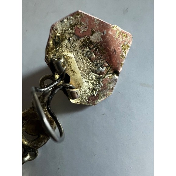 Vintage Mid Century HENRY PERICHON  Earrings Faux Turquoise  Gilt Bronze Rare - Picture 12 of 16